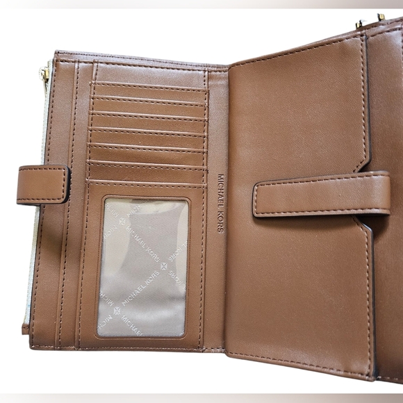 Michael Kors Brown Double Zip Clutch Wristlet with Gold-Tone Hardware, Like New - Picture 7 of 9